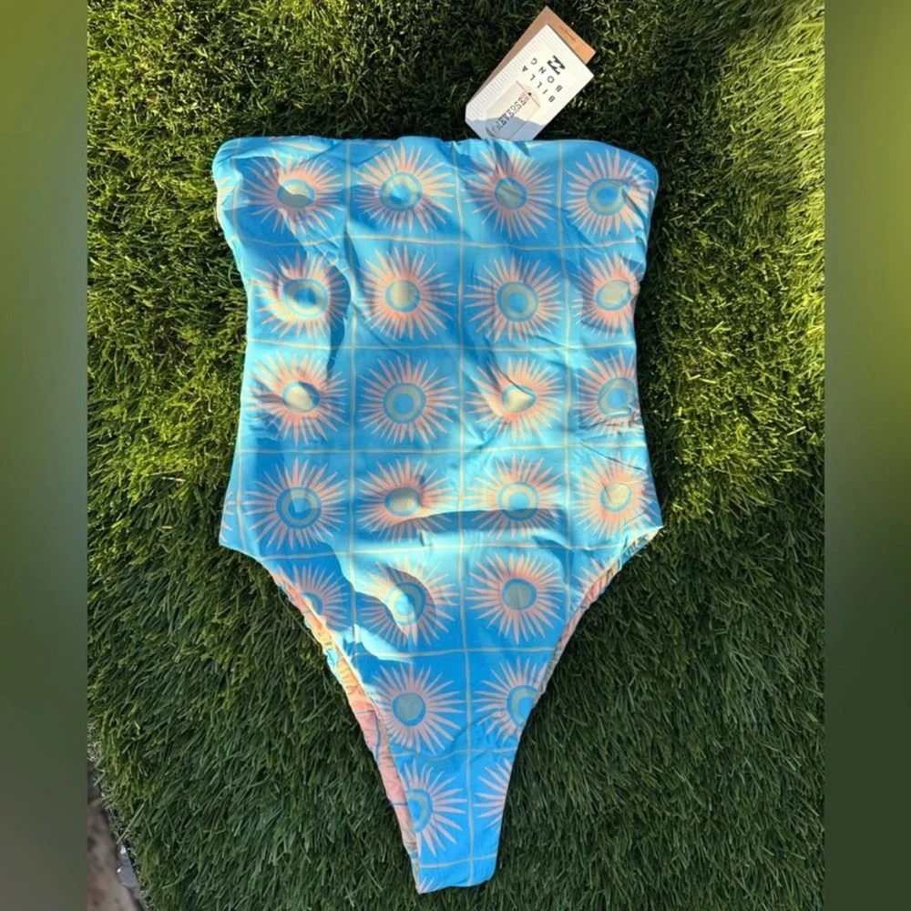 Billabong reversible strapless Tully hi-cut one piece swimsuit